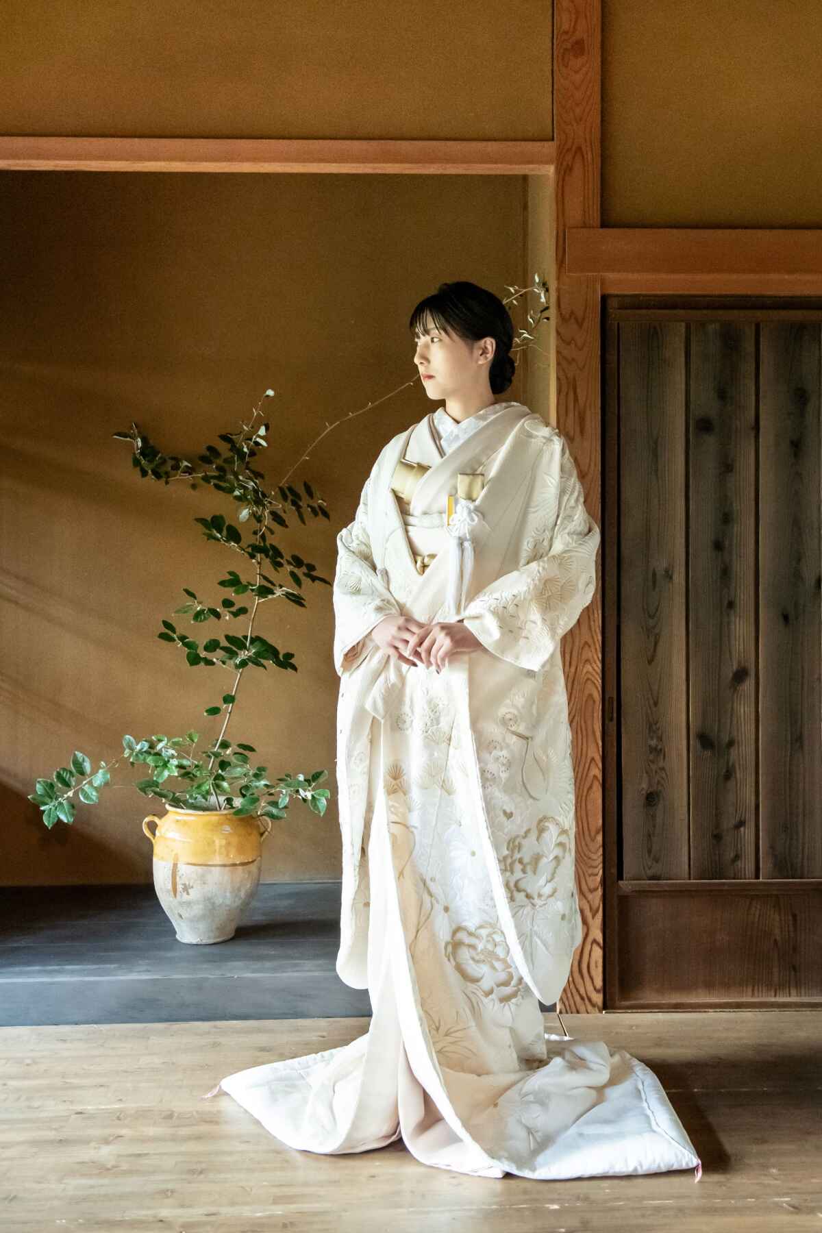 老松牡丹に鶴